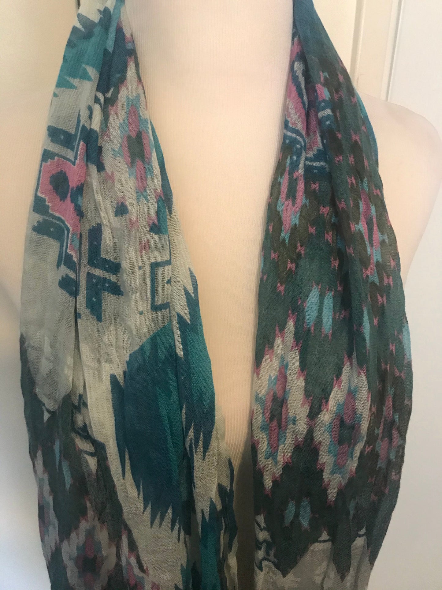 Turquoise Print Scarf - Amber Moon