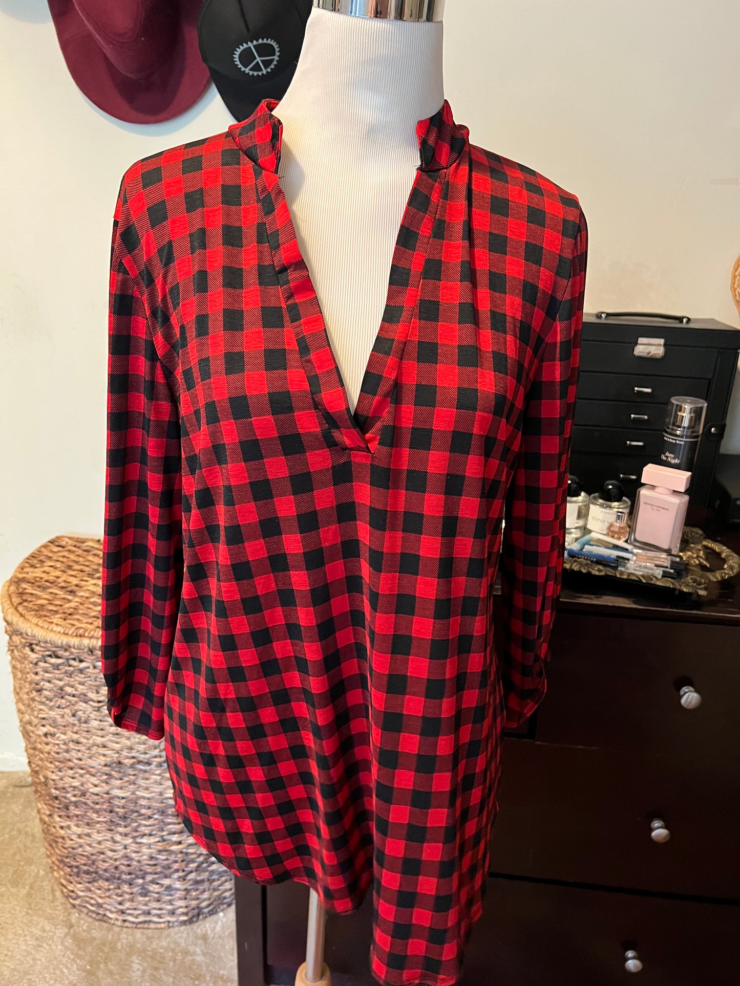 Amber Moon Revival: Red & Black Plaid Blouse