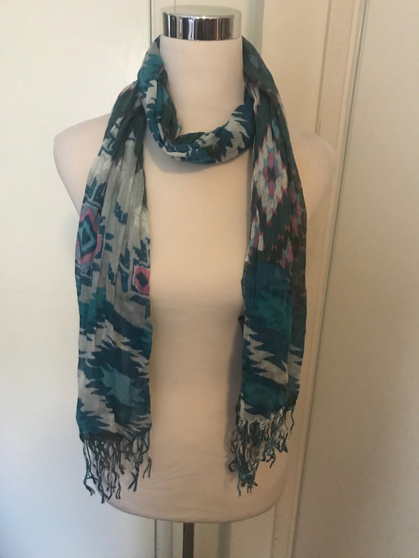 Turquoise Print Scarf - Amber Moon 