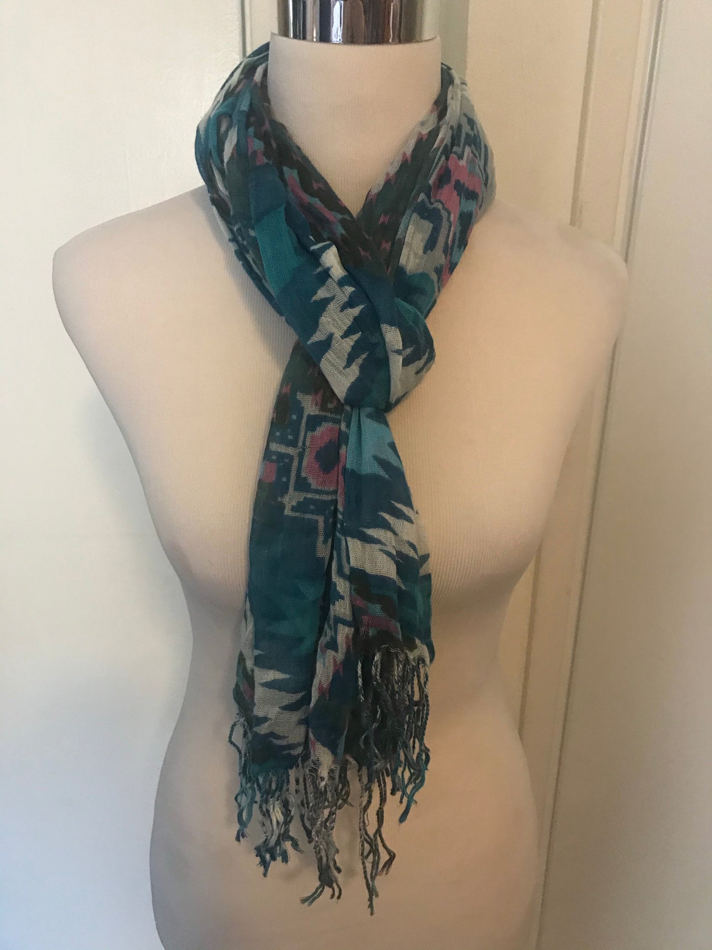 Turquoise Print Scarf - Amber Moon