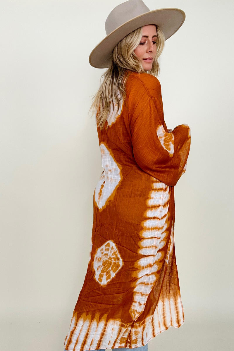 Rust Tie Dye Kimono