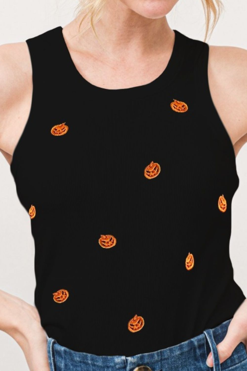 Jack O' Lantern Embroidered Tank