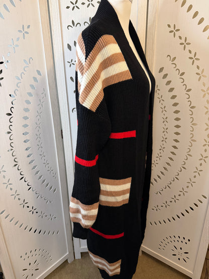 Amber Moon Revival: NWT Heavyweight Striped Colorblocked Long Cardigan Sweater