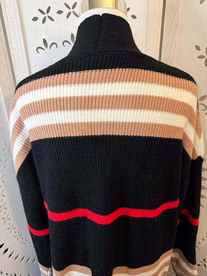 Amber Moon Revival: NWT Heavyweight Striped Colorblocked Long Cardigan Sweater