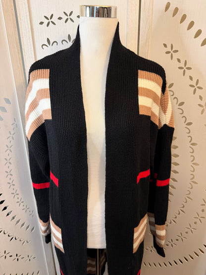 Amber Moon Revival: NWT Heavyweight Striped Colorblocked Long Cardigan Sweater