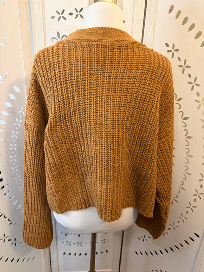 Amber Moon Revival: Chunky Camel Buttoned Cardigan