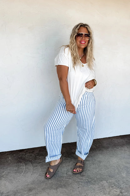 CLOSED PREORDER: Beachy Stripe Barrel Jean
