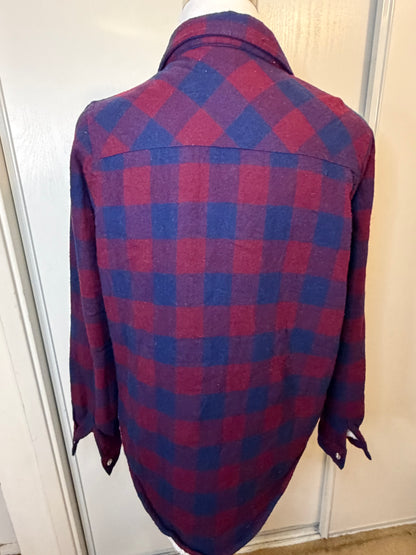Amber Moon Revival: Burgundy and Navy Plaid Lined Shacket