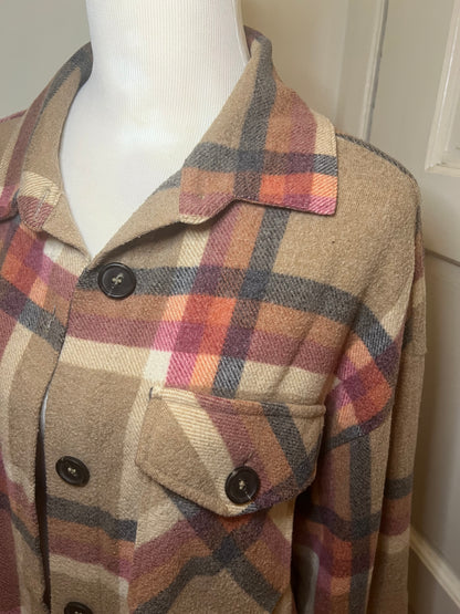 Amber Moon Revival: Rust and Tan Plaid Shacket