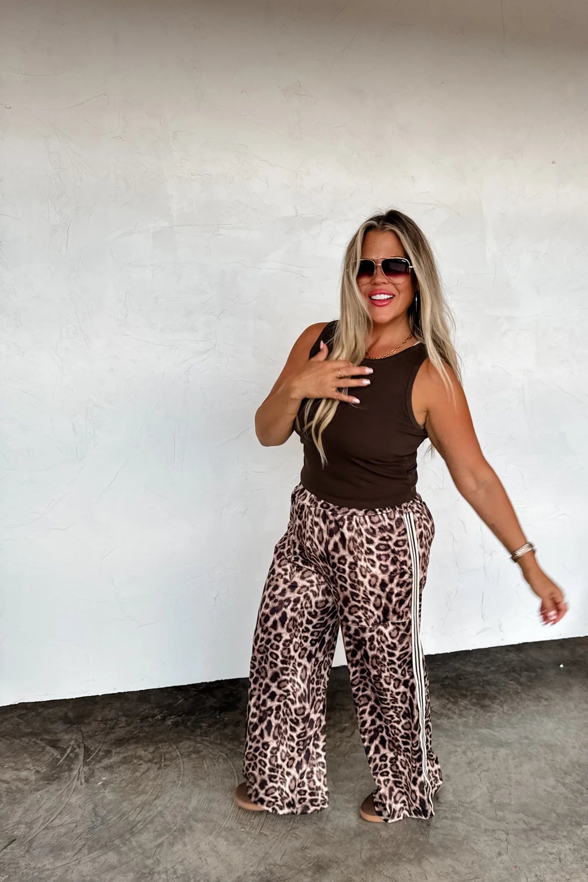 PREORDER: Haddie Silky Leopard Wide Leg Pants