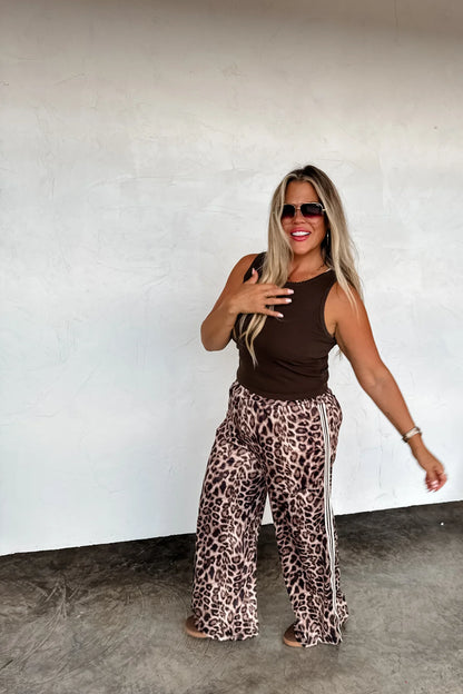 PREORDER: Haddie Silky Leopard Wide Leg Pants