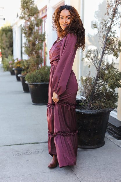 Wine Satin Dress