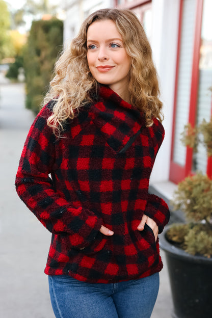 Plaid Sherpa Asymmetric Top