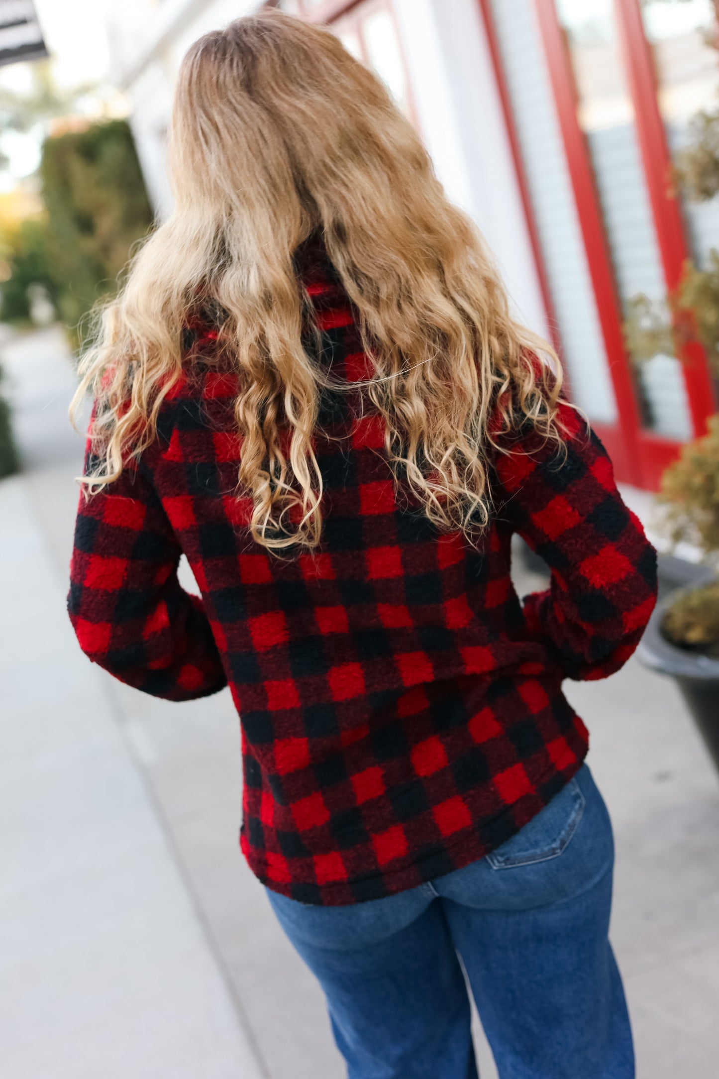 Plaid Sherpa Asymmetric Top