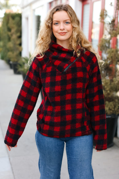Plaid Sherpa Asymmetric Top
