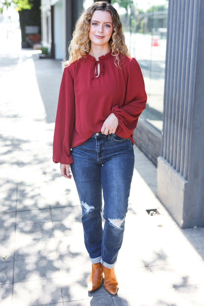 Burgundy Frill Top