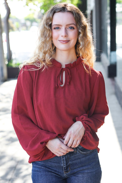 Burgundy Frill Top