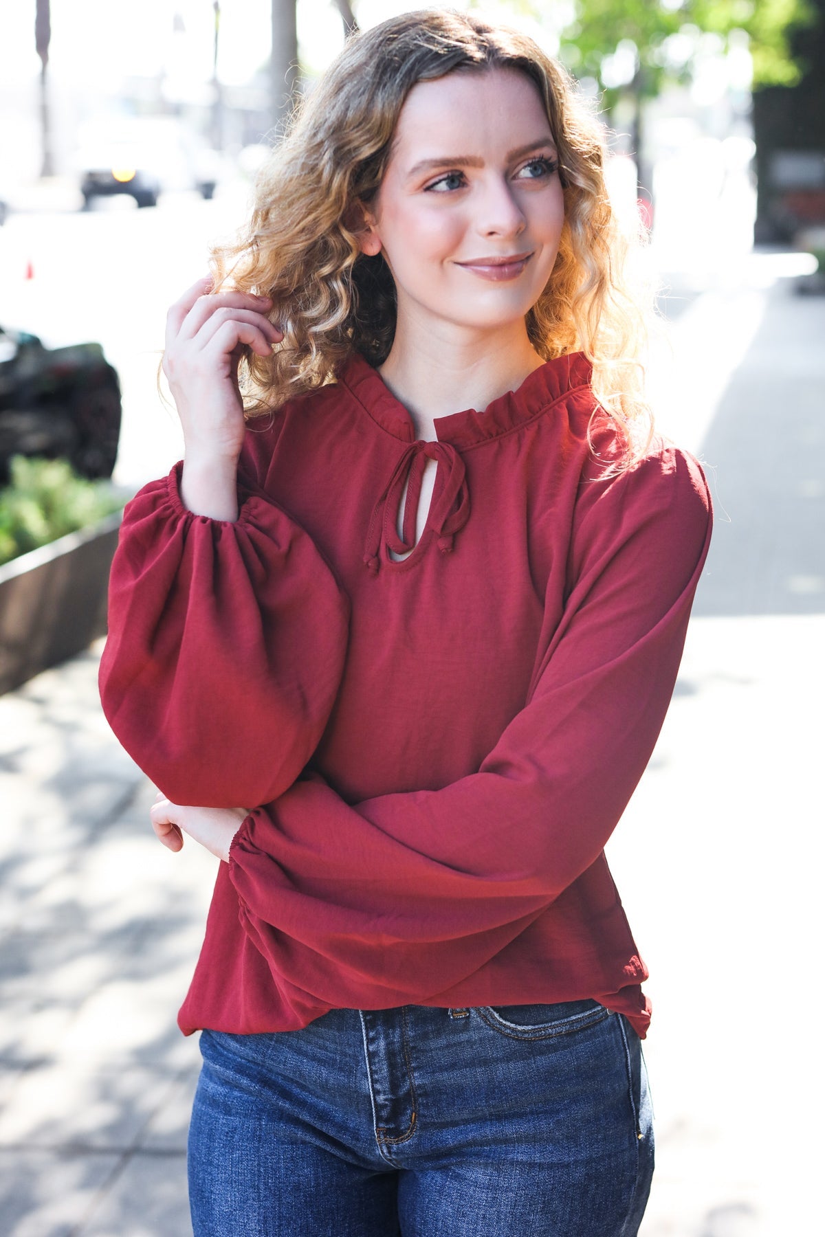 Burgundy Frill Top