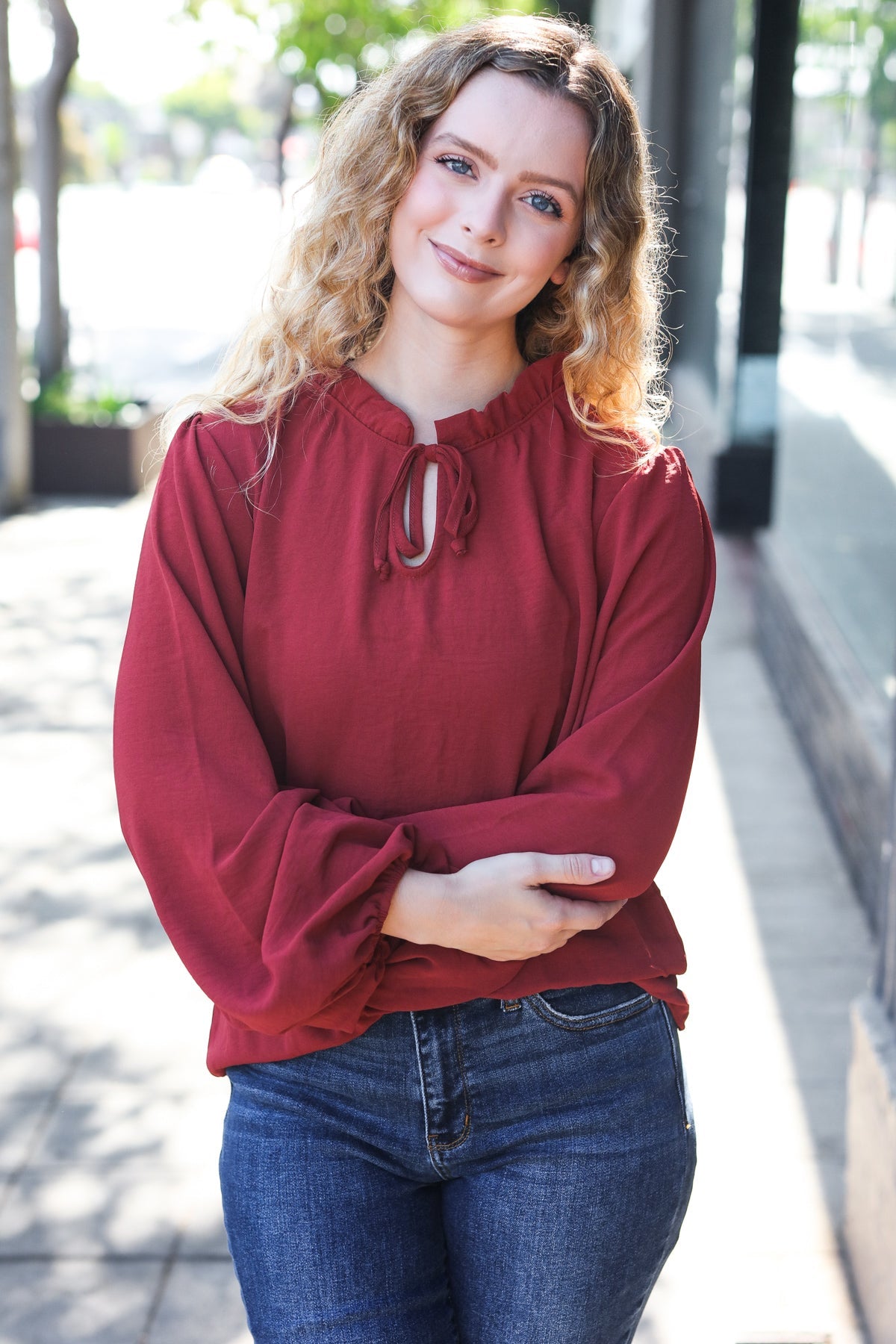 Burgundy Frill Top