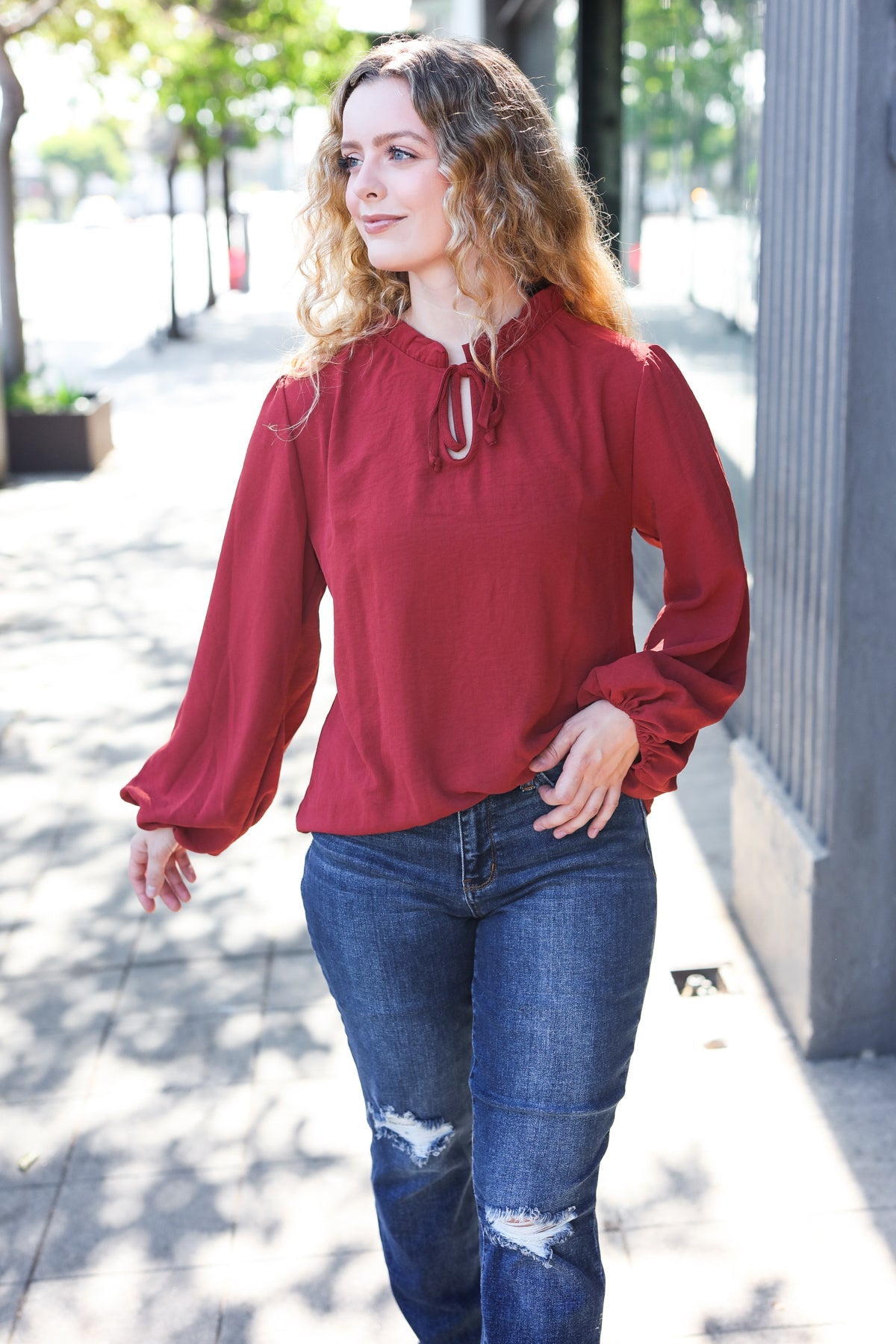 Burgundy Frill Top