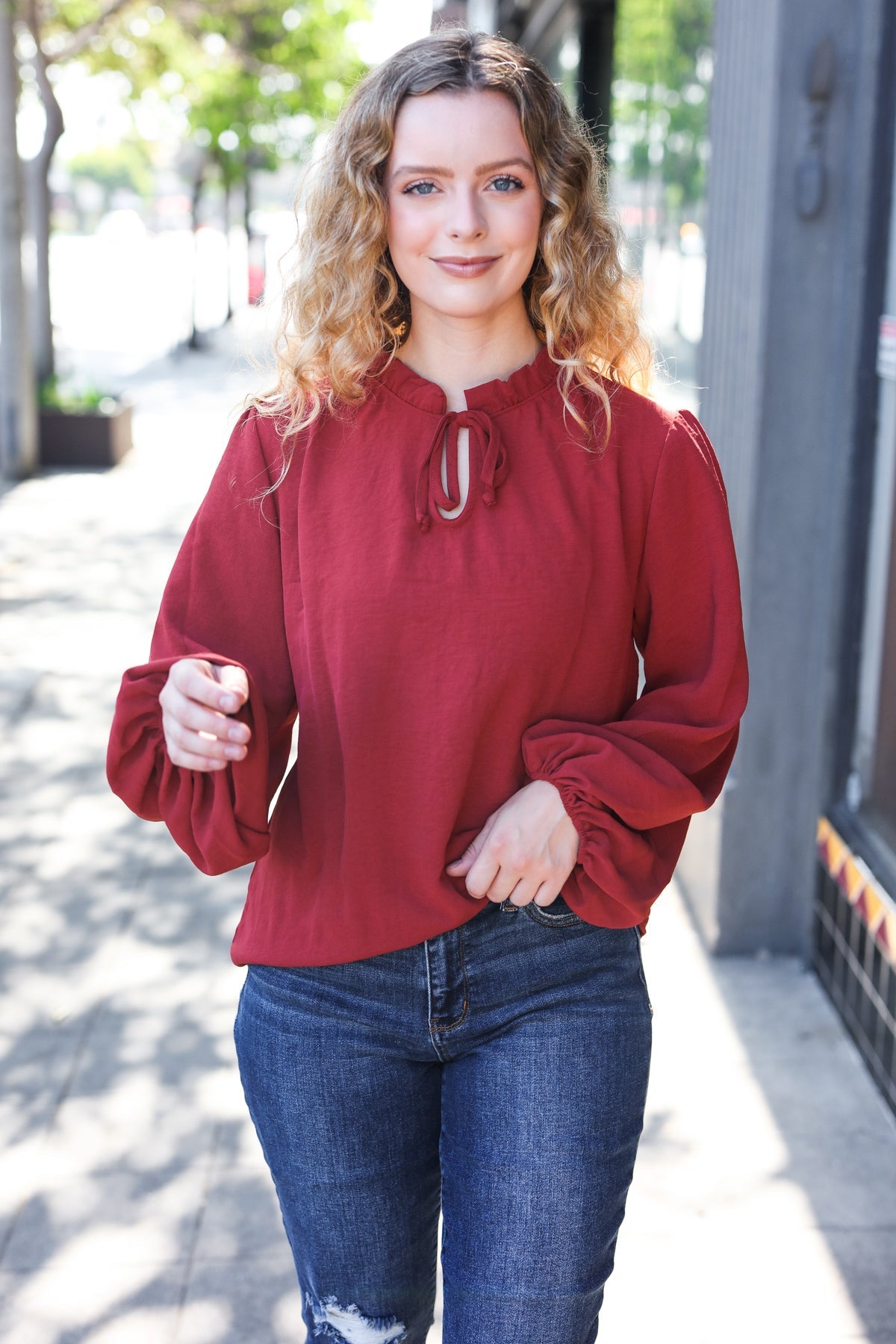 Burgundy Frill Top