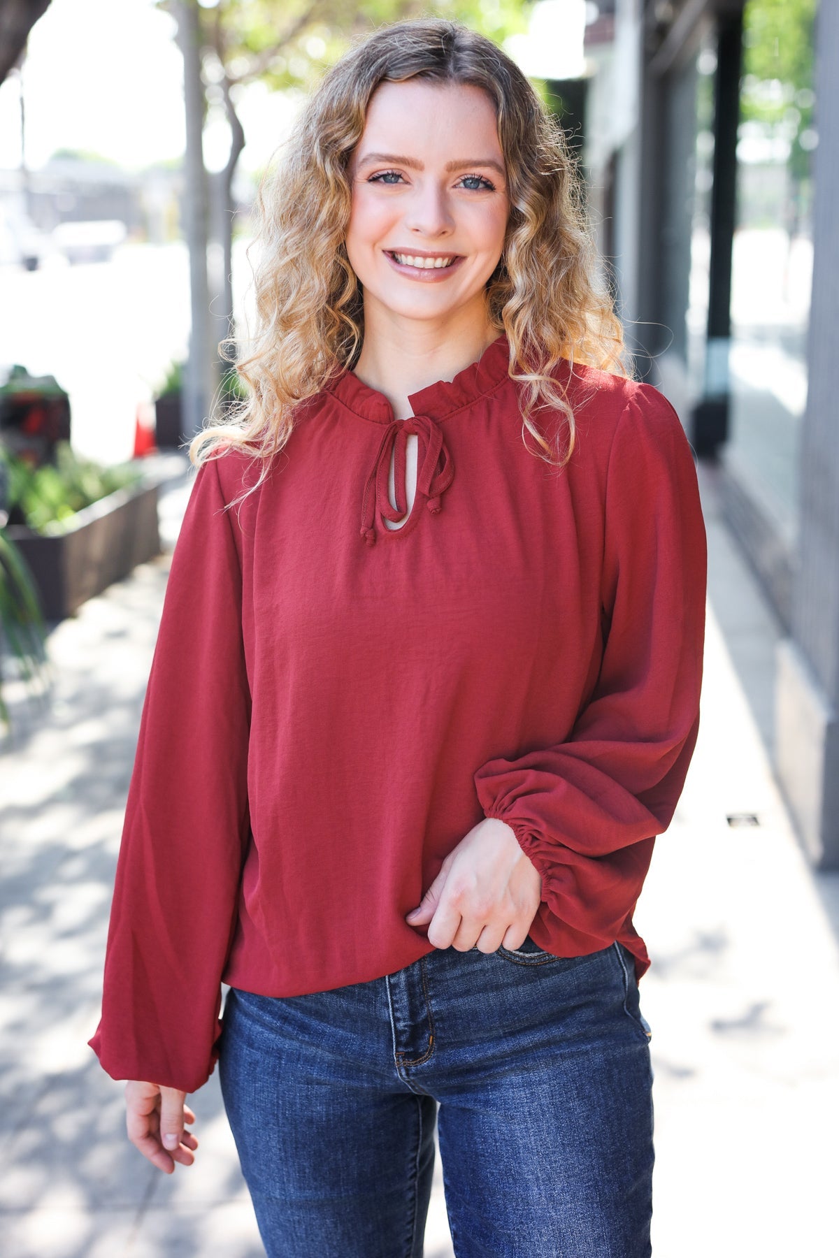 Burgundy Frill Top