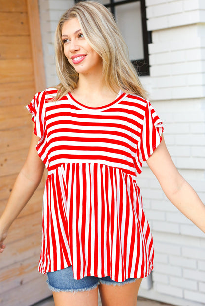 Red Stripe Babydoll Top