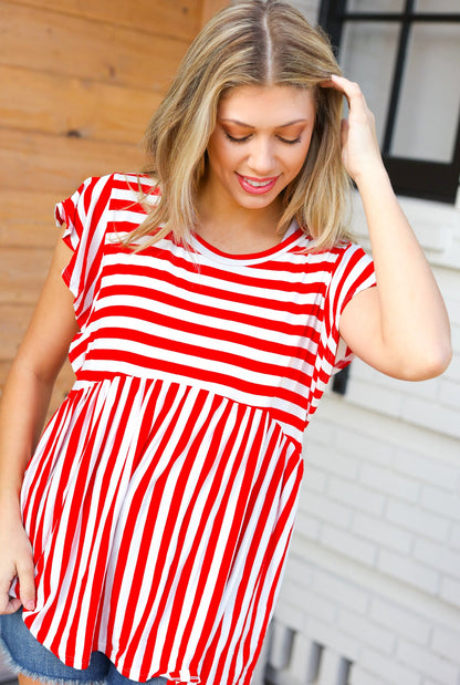 Red Stripe Babydoll Top