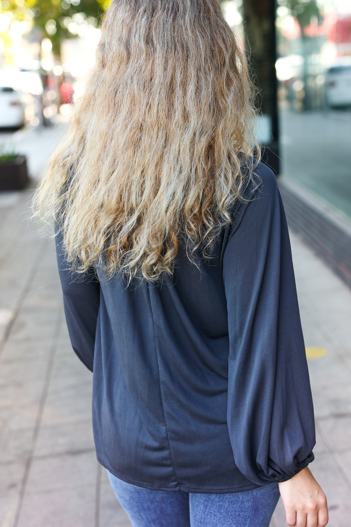 Charcoal Peasant Top