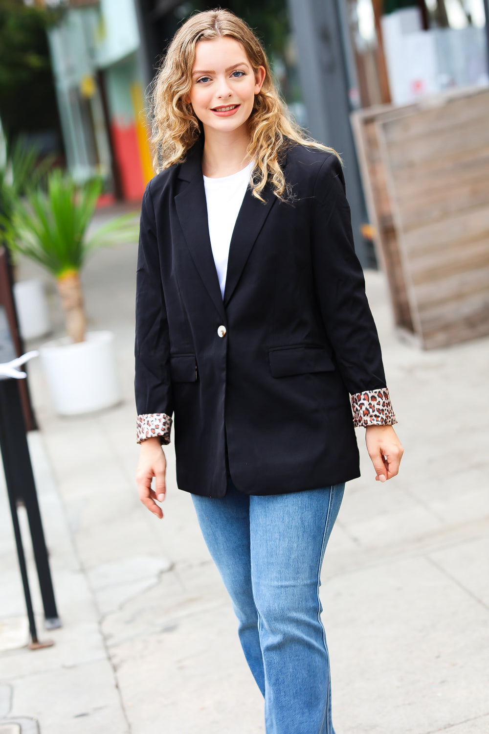 Feeling Bold Black & Leopard Blazer