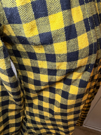 Amber Moon Revival: Yellow and Black Plaid Flannel Tunic - 100% Cotton