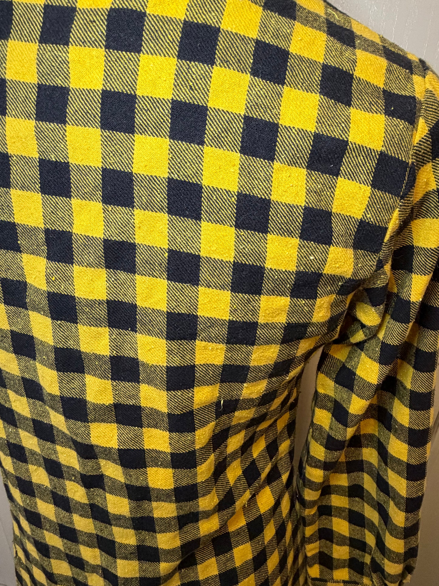 Amber Moon Revival: Yellow and Black Plaid Flannel Tunic - 100% Cotton