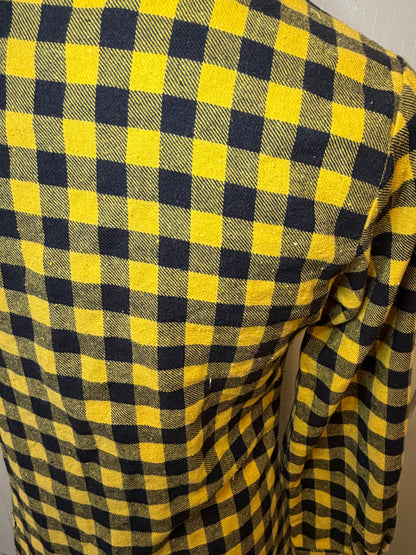 Amber Moon Revival: Yellow and Black Plaid Flannel Tunic - 100% Cotton
