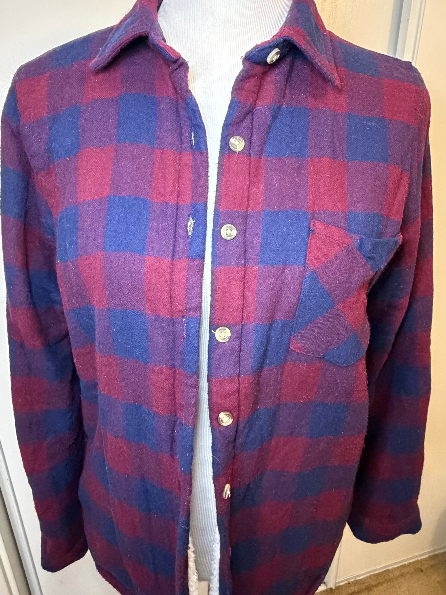 Amber Moon Revival: Burgundy and Navy Plaid Lined Shacket