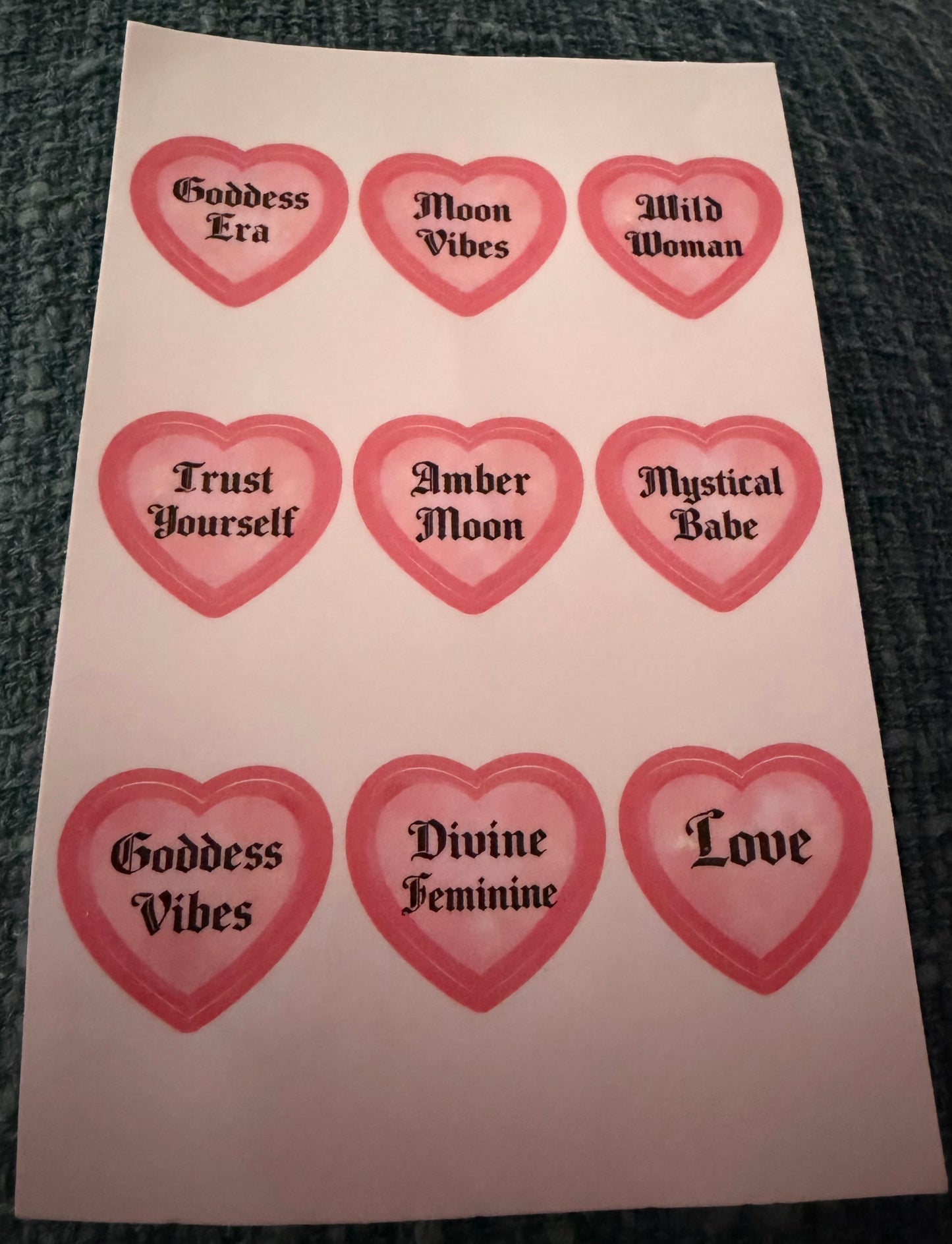 Amber Moon Conversation Heart Stickers