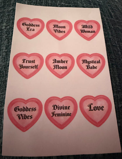 Amber Moon Conversation Heart Stickers