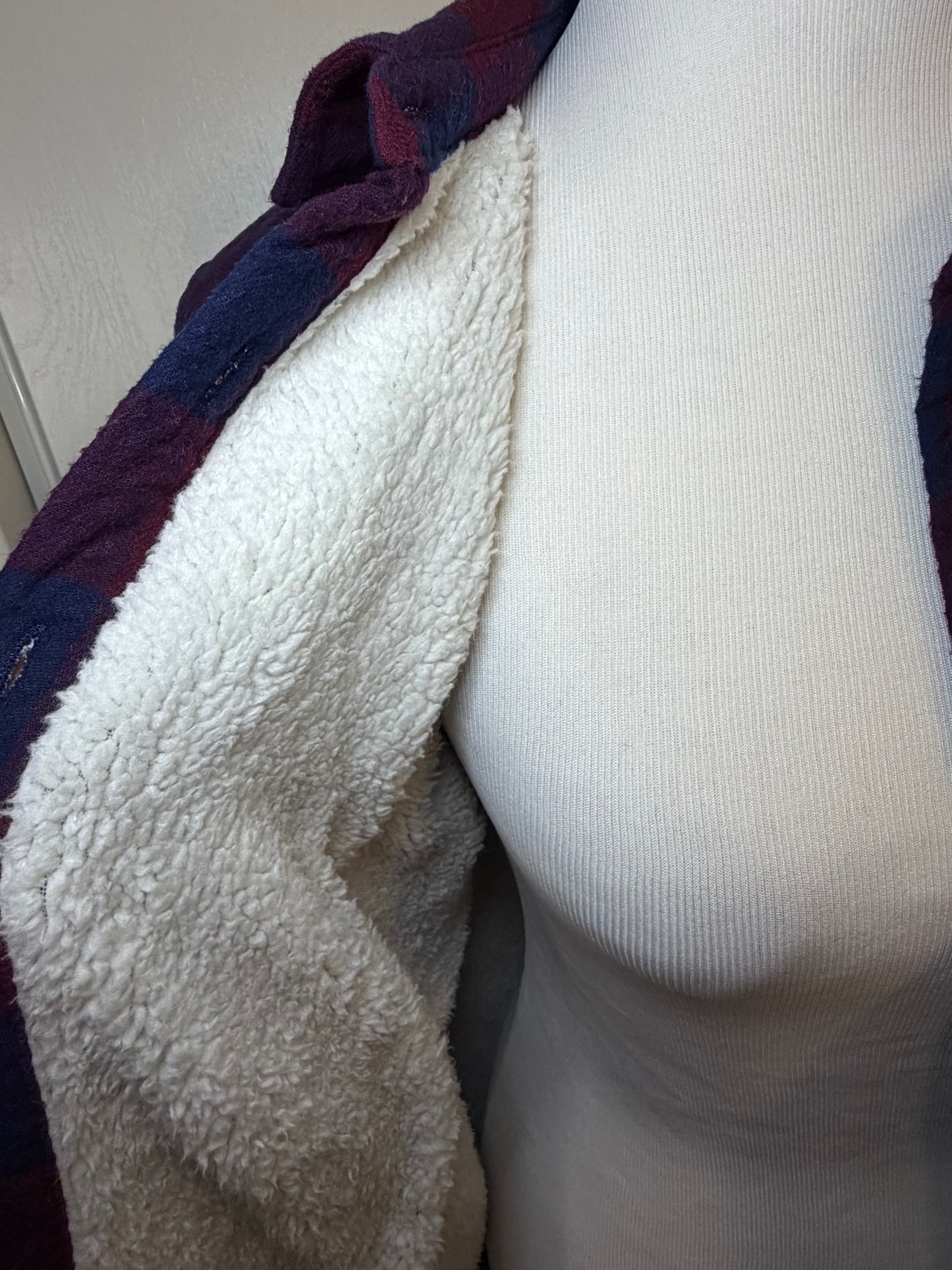 Amber Moon Revival: Burgundy and Navy Plaid Lined Shacket