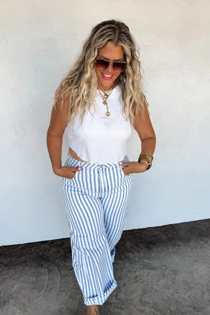 CLOSED PREORDER: Beachy Stripe Barrel Jean