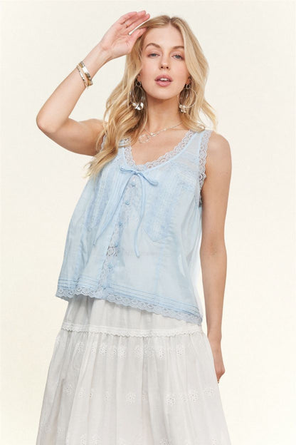 Josette Cotton Top in Powder Blue