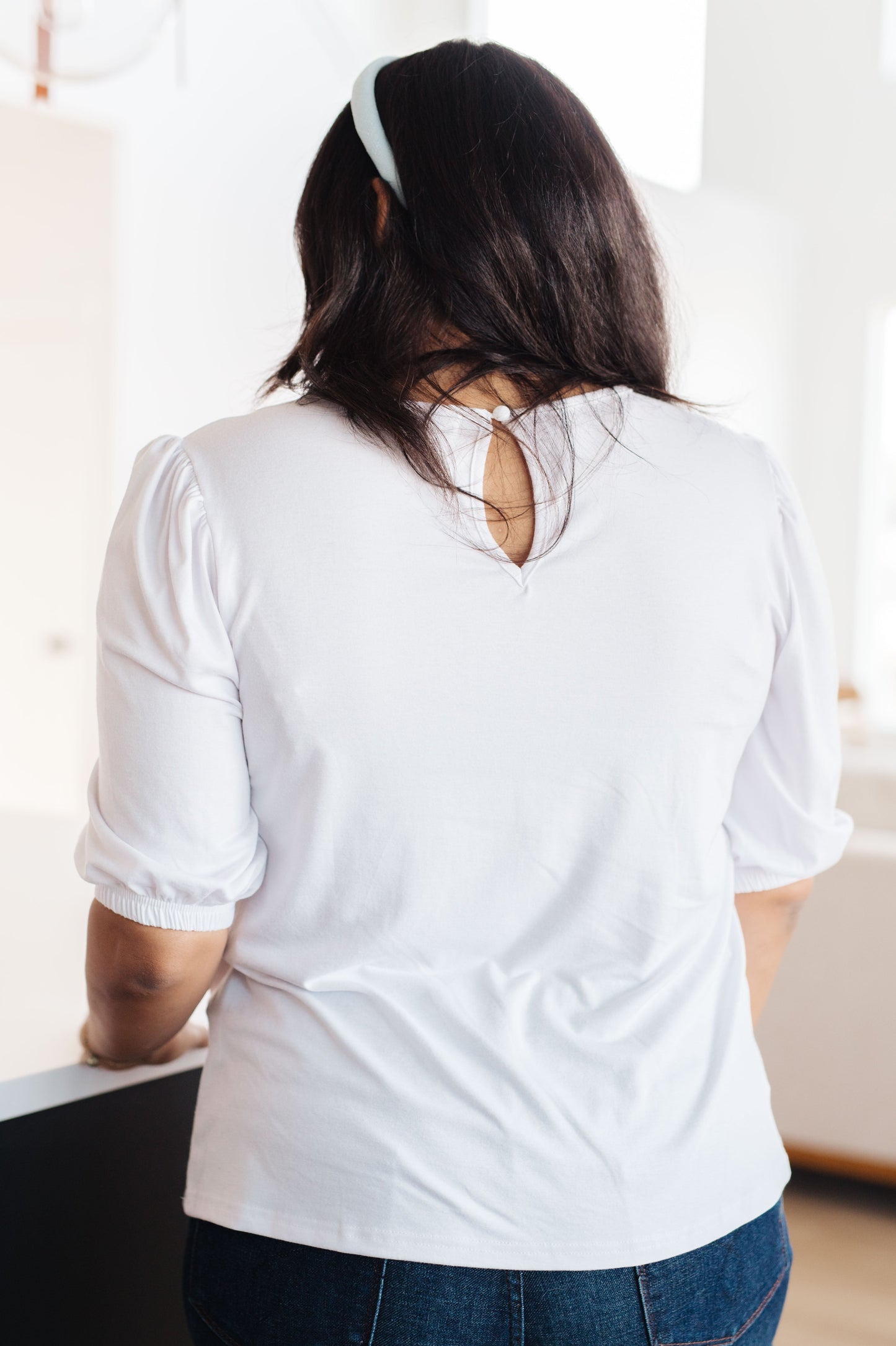 Puff Sleeve Top in White