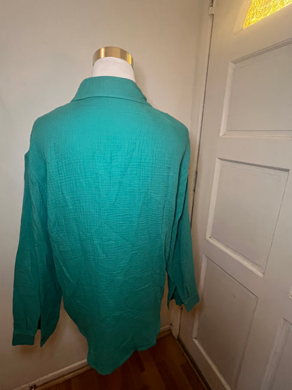 Amber Moon Revival: Green Gauze Cotton Top