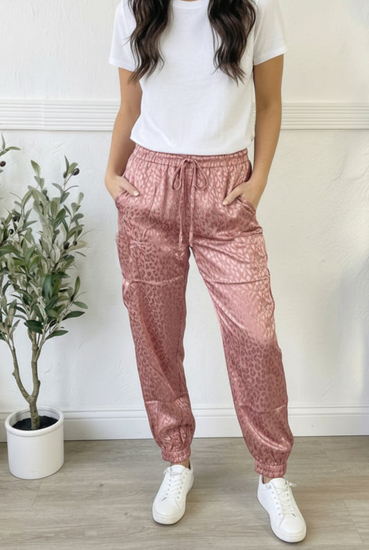 Blush Leopard Silk Joggers