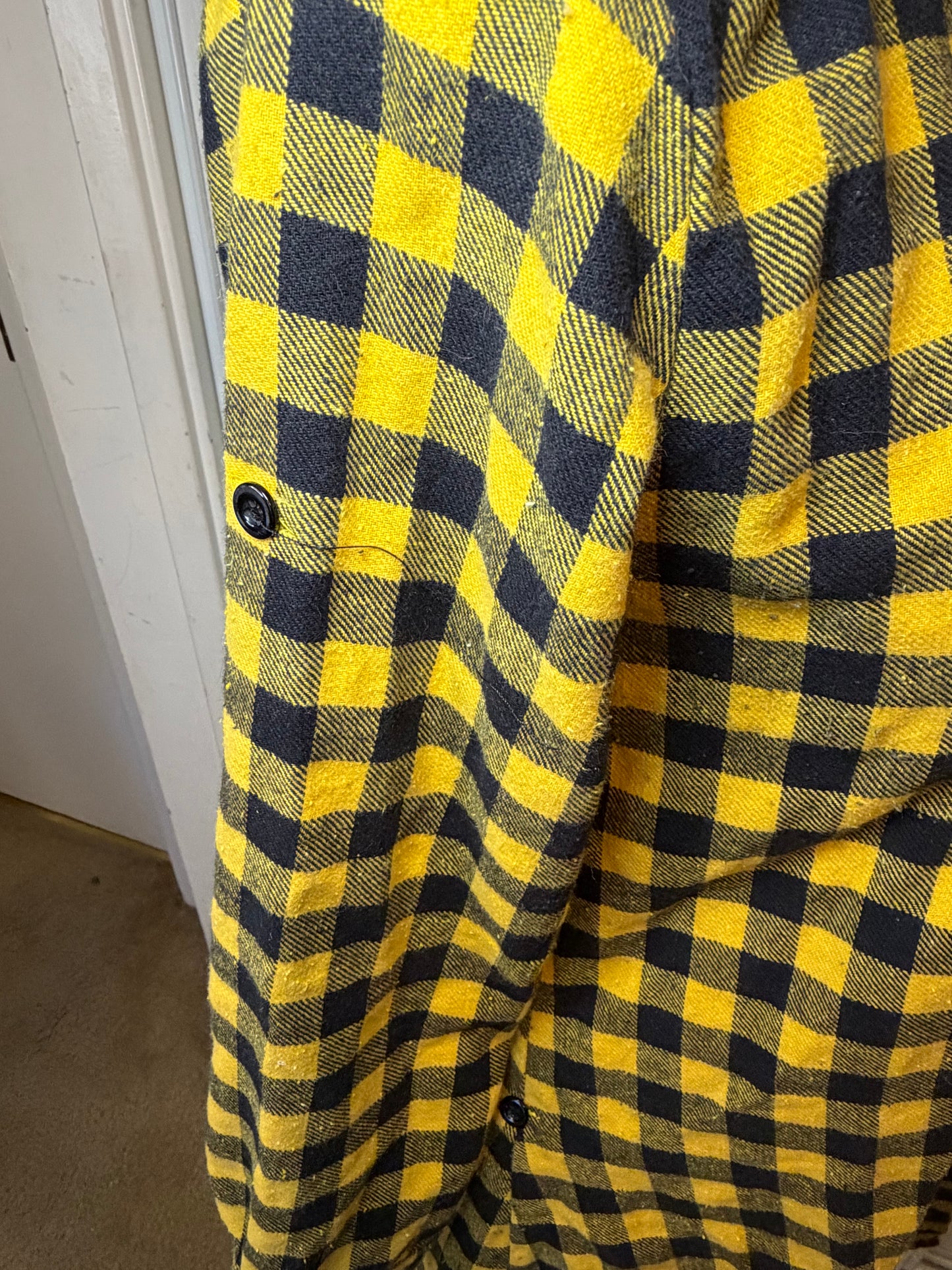 Amber Moon Revival: Yellow and Black Plaid Flannel Tunic - 100% Cotton