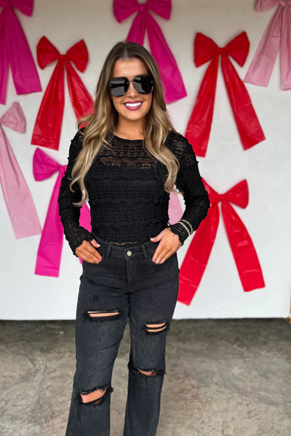 PREORDER: Long Sleeve Rosalie Lace Top