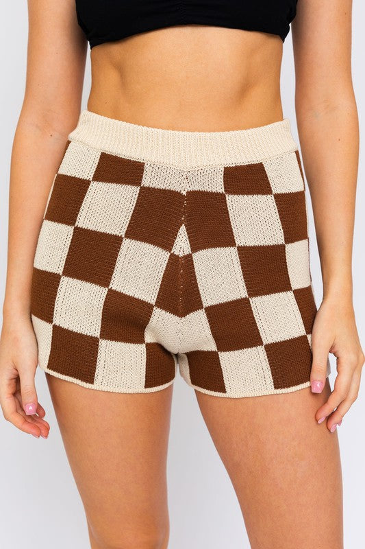 Crochet Checkered Shorts