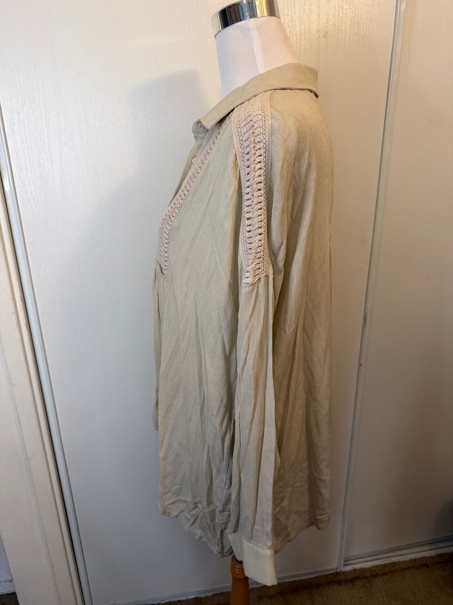 Amber Moon Revival: Crochet Panel Button Down NWT