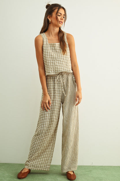 Mixed Gingham Tan Set