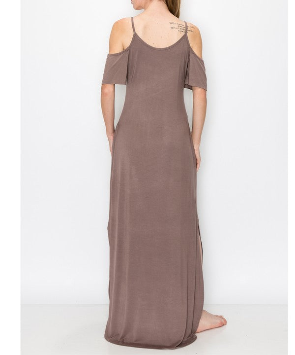 Organic Bamboo Cold Shoulder Maxi