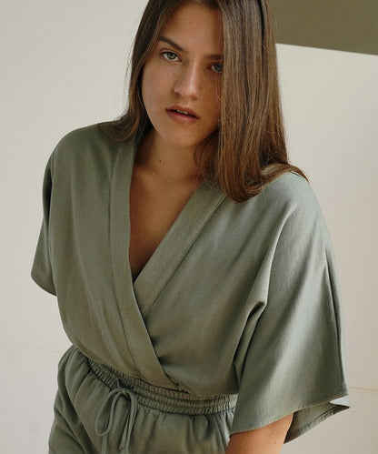 Hemp Kimono Sleeve Crop Top