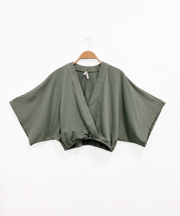 Hemp Kimono Sleeve Crop Top